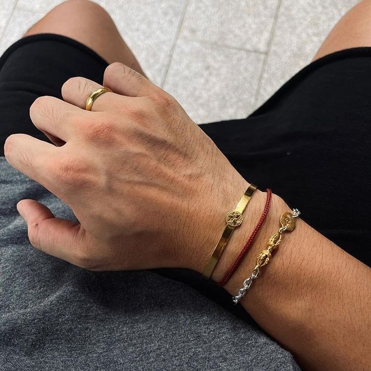 Brățară tibetană în stil etnic, ton auriu și bară, bijuterie minimalistă retro de lux pentru femei