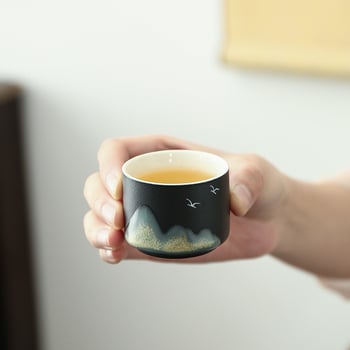 Set Gongfu de ceai din ceramică pentru 6 persoane, boluri cu capac – stil retro-modern