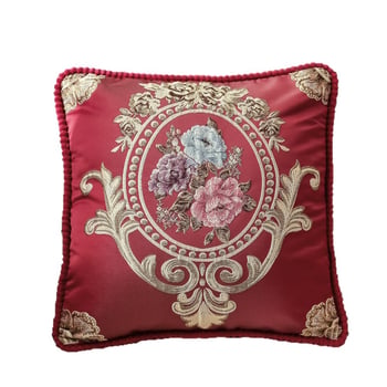 Perna decorativă în stil chinezesc nou, lux ușor, pentru mașină și noptiere, model floral, husă poliester, umplutură PP bumbac