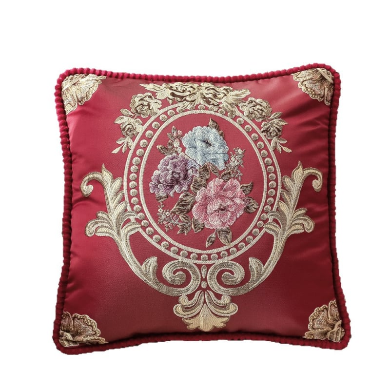 Perna decorativă în stil chinezesc nou, lux ușor, pentru mașină și noptiere, model floral, husă poliester, umplutură PP bumbac