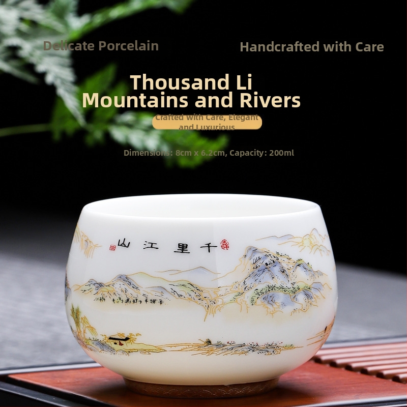 Porcelánová šálka na čaj Kung Fu, jedna šálka s darčekovou krabičkou, čínsky štýl, na osobnú ochutnávku čaju