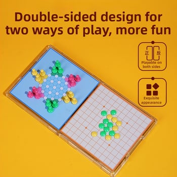 Set de șah magnetic 2 în 1 cu tablă pliabilă: șah chinezesc, șotron, șah cu ființe zburătoare, Gomoku și dame