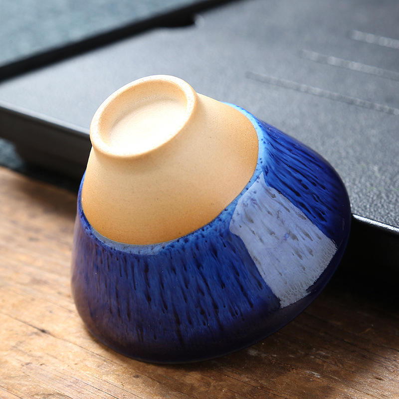 Ceașcă de ceai ceramic Jian ware cu glazură șlefuită, stil Gongfu, mică în formă de pălărie
