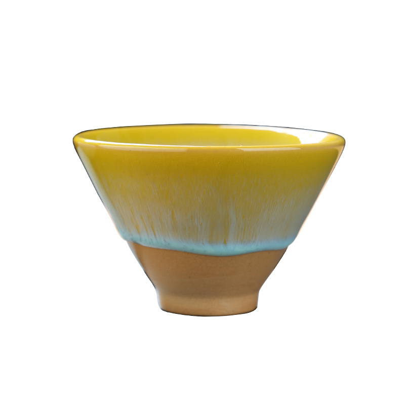 Ceașcă de ceai ceramic Jian ware cu glazură șlefuită, stil Gongfu, mică în formă de pălărie