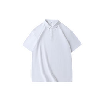 Tricou polo unisex din bumbac gros 250 g, croială lejeră, umăr căzut, culoare solidă, guler polo, mâneci scurte, mărime plus