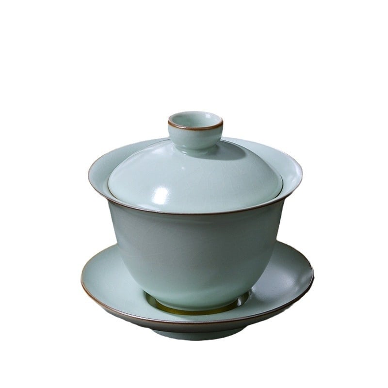 Set de ceai din porțelan Jingdezhen Ru kiln cu glazură crackle, porțelan de înaltă calitate, cutie cadou pentru casă și birou