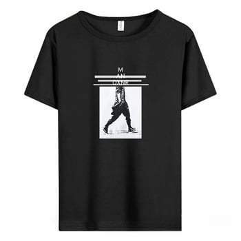 Tricou bărbătesc din bumbac pentru vară, mâneci scurte, croială lejeră, guler rotund, imprimare cu desene animate