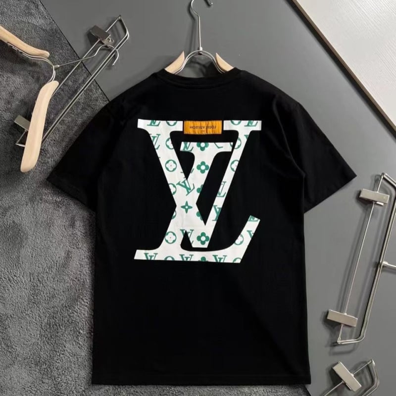 Tricou din bumbac cu guler rotund, croială lejeră, mâneci scurte, imprimeu geometric, stil streetwear Hong Kong.