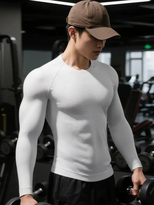 Tricou trening cu mânecă lungă pentru bărbați, croială Slim, respirabil, uscare rapidă, pentru alergare și sport