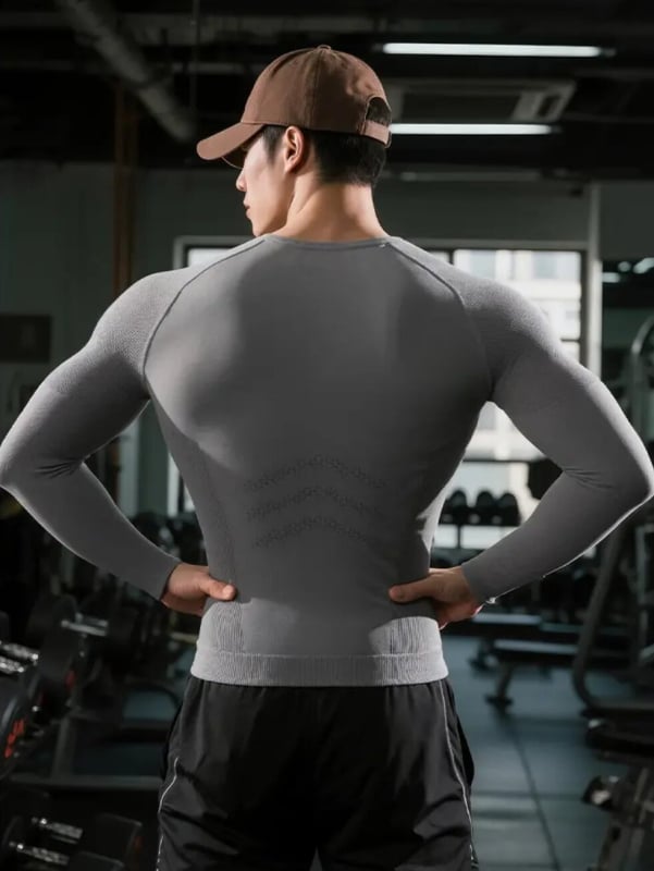 Tricou trening cu mânecă lungă pentru bărbați, croială Slim, respirabil, uscare rapidă, pentru alergare și sport