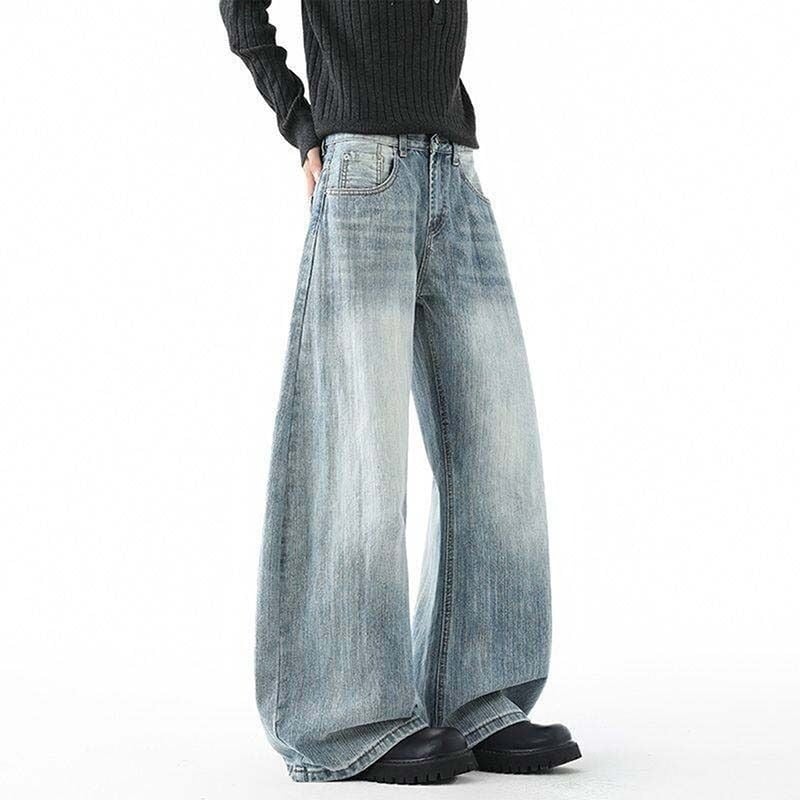 Blugi din denim pentru bărbați – stil simplu, casual, croială lejeră, largi, croi drept