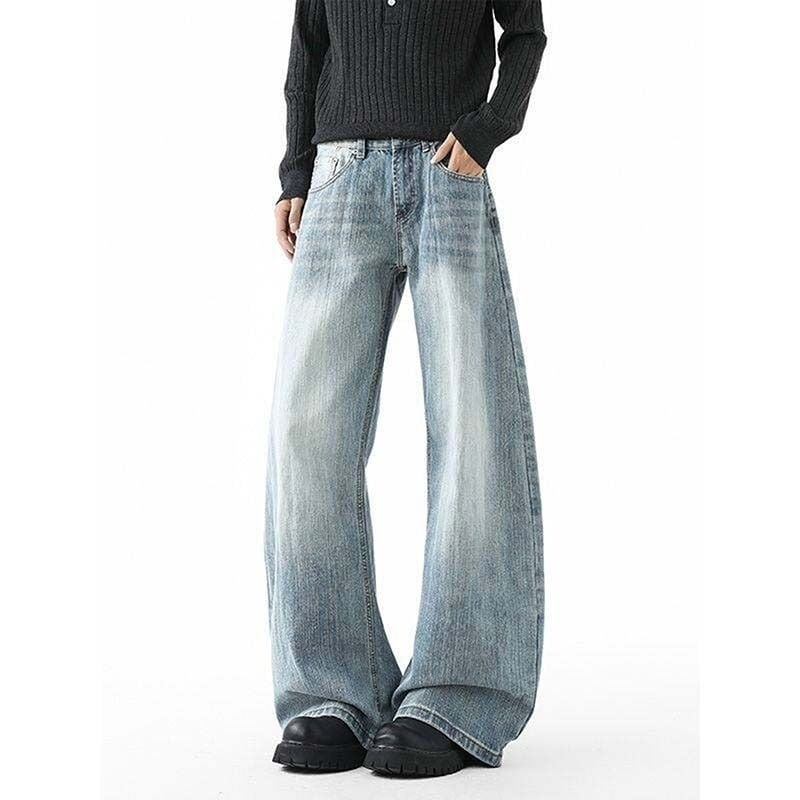 Blugi din denim pentru bărbați – stil simplu, casual, croială lejeră, largi, croi drept