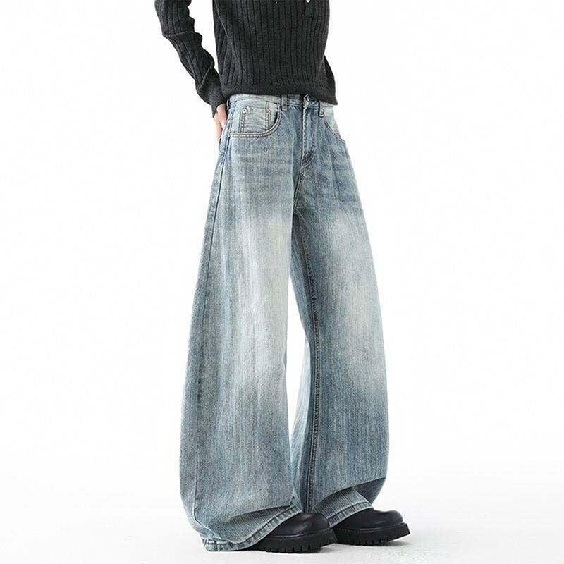 Blugi din denim pentru bărbați – stil simplu, casual, croială lejeră, largi, croi drept