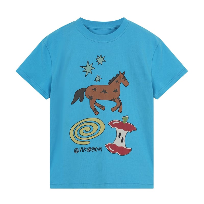 9071 Tricou unisex cu imprimeu cu desene animate, guler rotund, mâneci scurte, croială slim, 100% bumbac