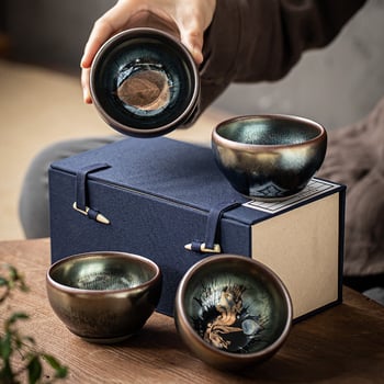 Set ceramic Jianzhan pentru ceai cu ceașcă Tianmu Master, uz personal, ustensile Kung Fu pentru ceai, ceașcă unică cu glazură Oil Drop