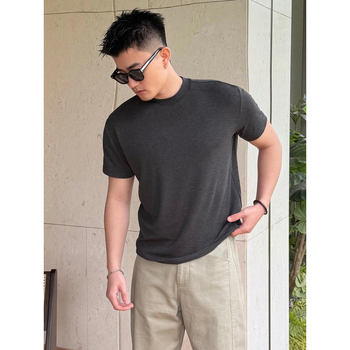 Tricou lejer din bumbac-poliester, mâneci scurte, senzație răcoroasă ice-silk, top de vară pentru bărbați, model 522