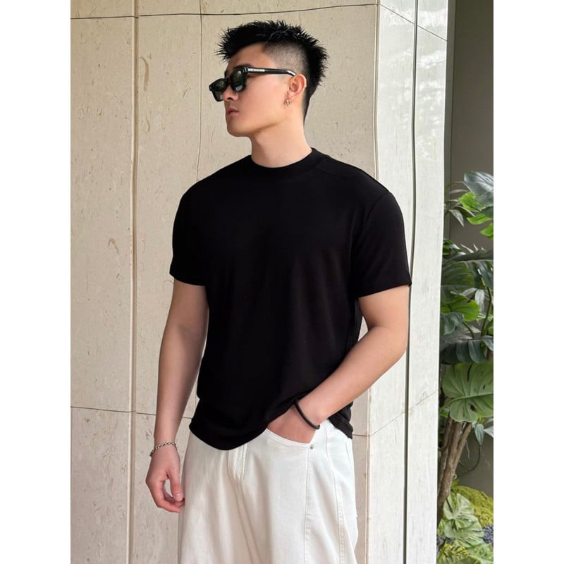 Tricou lejer din bumbac-poliester, mâneci scurte, senzație răcoroasă ice-silk, top de vară pentru bărbați, model 522