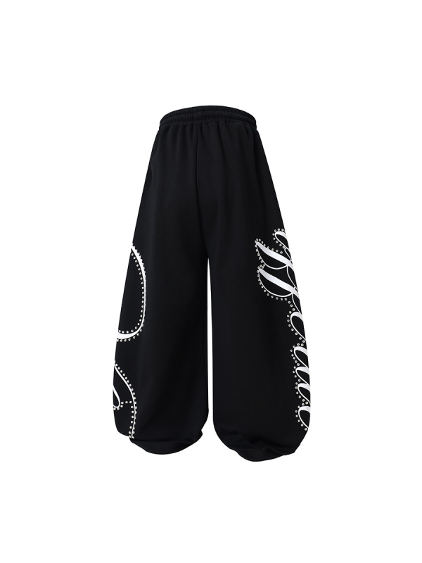 Vlex Official stil american cu design de nituri, imprimare cu litere grafitti, pantaloni trening largi pentru jazz