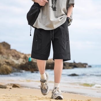 Shorts de lucru cu fermoar pentru bărbați, stil funcțional, vară, lungime medie, croială lejeră, uscare rapidă