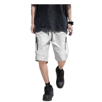 Shorts de lucru cu fermoar pentru bărbați, stil funcțional, vară, lungime medie, croială lejeră, uscare rapidă