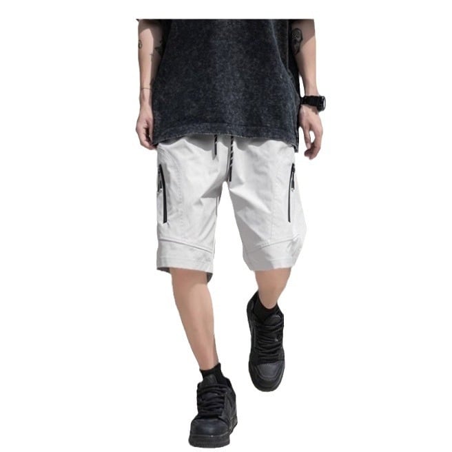 Shorts de lucru cu fermoar pentru bărbați, stil funcțional, vară, lungime medie, croială lejeră, uscare rapidă