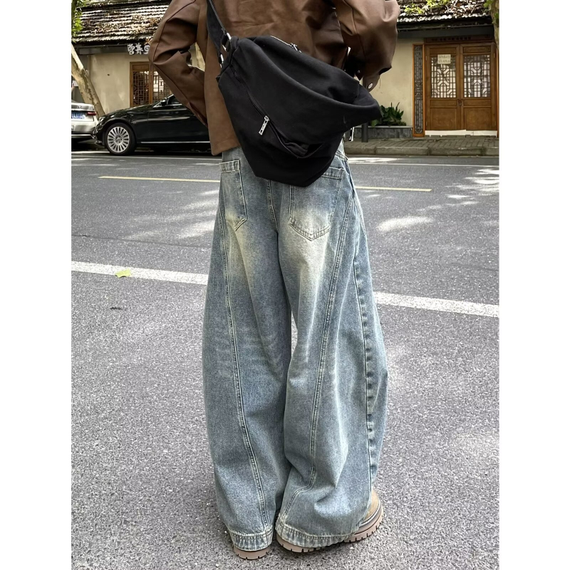Blugi pentru bărbați toamnă–iarna 2025, croială dreaptă, lejeri, picioare largi, stil casual