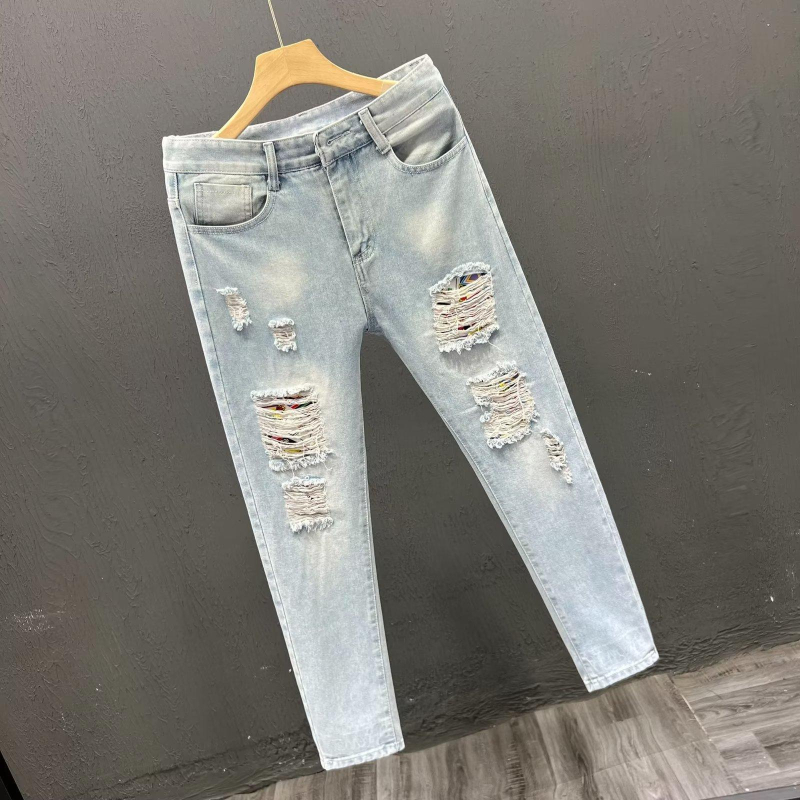 Jeansi denim vintage pentru bărbați – croială dreaptă, croială lejeră, picioare largi, stil american, pantaloni casual lungi
