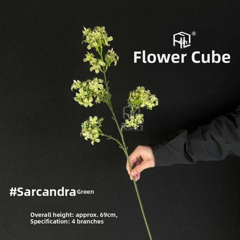 Umelý kvet Osmanthus so zelenými listami, nový dizajn; kompaktný kvetinový aranžmán na stôl na dekoráciu domácnosti a svadobnej sály.