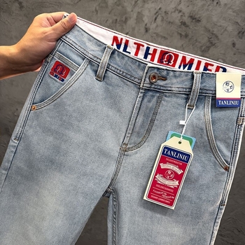 Blugi bărbați de vară - denim subțire, croială drept-slim, model 615