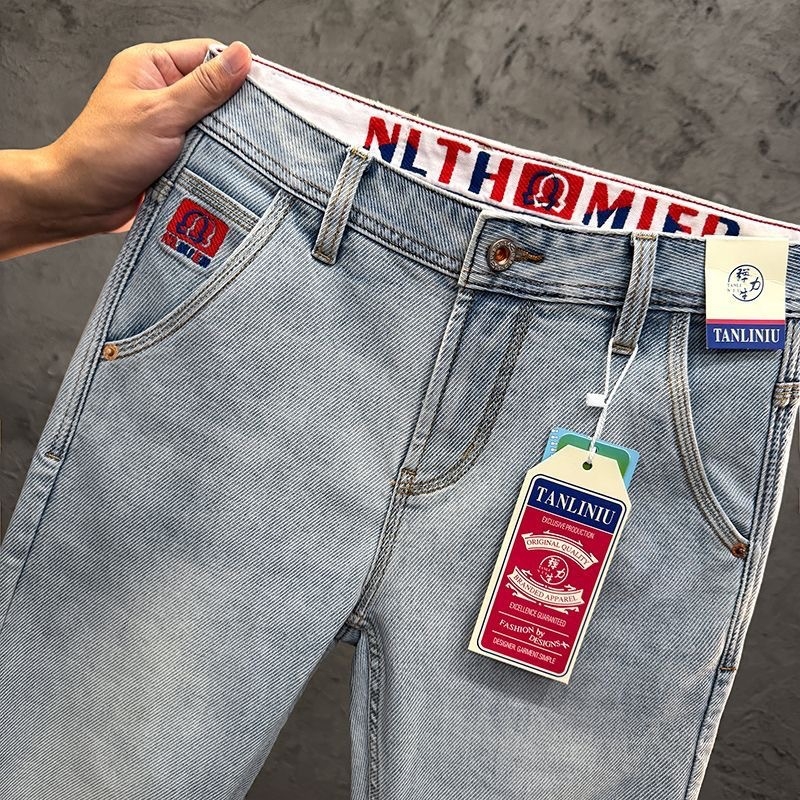 Blugi bărbați de vară - denim subțire, croială drept-slim, model 615