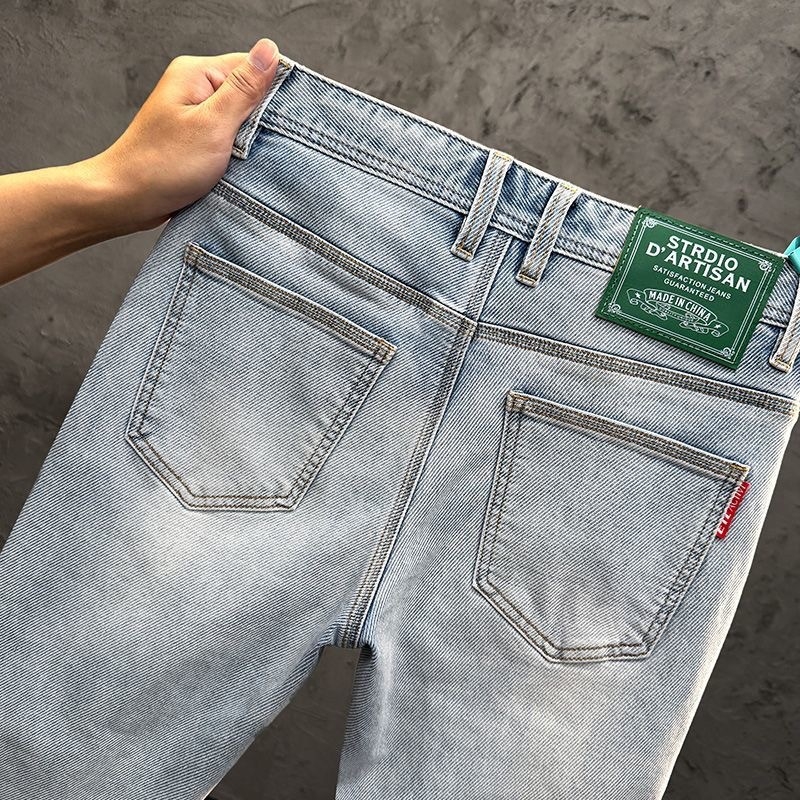 Blugi bărbați de vară - denim subțire, croială drept-slim, model 615