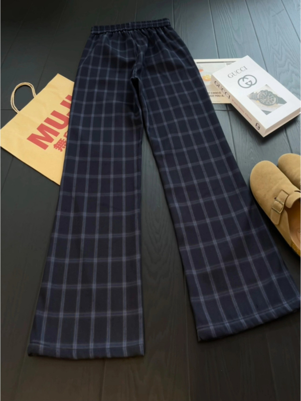 Pantaloni casual pentru bărbați, talie elastică, în carouri, croială lejeră, largi, blocuri de culoare