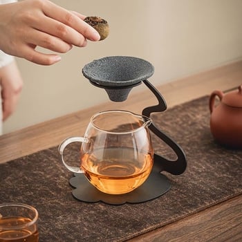 Filtru de ceai din ceramică microporoasă, cu design în nori și separator ceai-apă, pentru prepararea ceaiului din mandarin verde mic