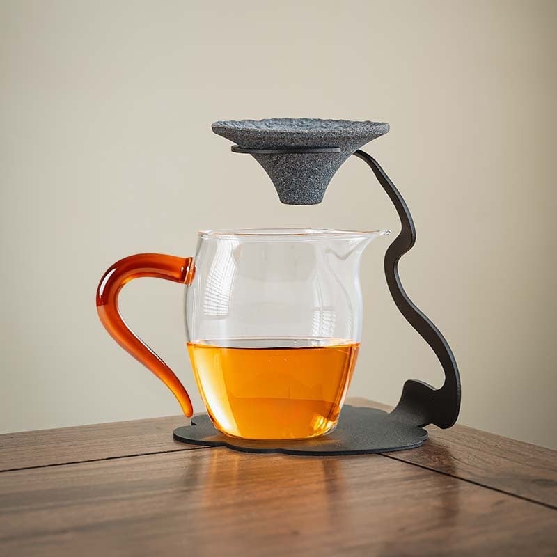 Filtru de ceai din ceramică microporoasă, cu design în nori și separator ceai-apă, pentru prepararea ceaiului din mandarin verde mic