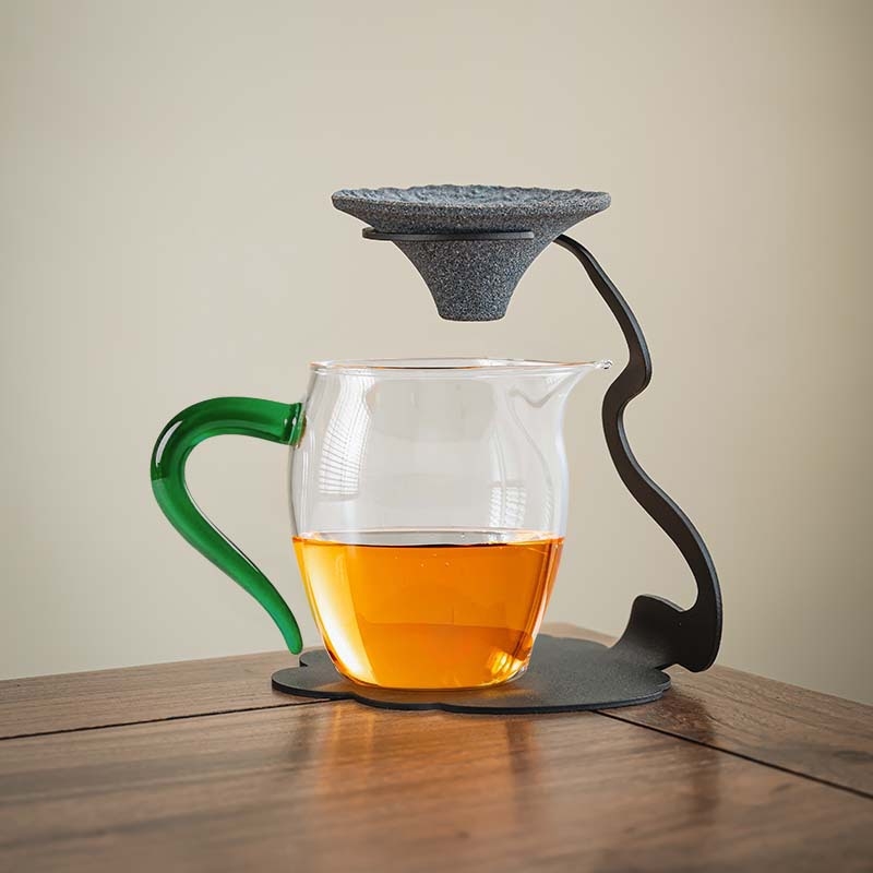 Filtru de ceai din ceramică microporoasă, cu design în nori și separator ceai-apă, pentru prepararea ceaiului din mandarin verde mic