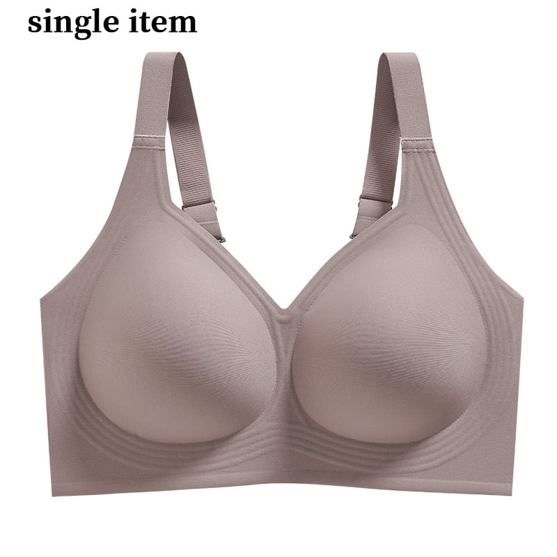 Sutien fără sârmă, mărime mare, fără cusături, imprimeu leopard, cupe subțiri modelate, cupă completă