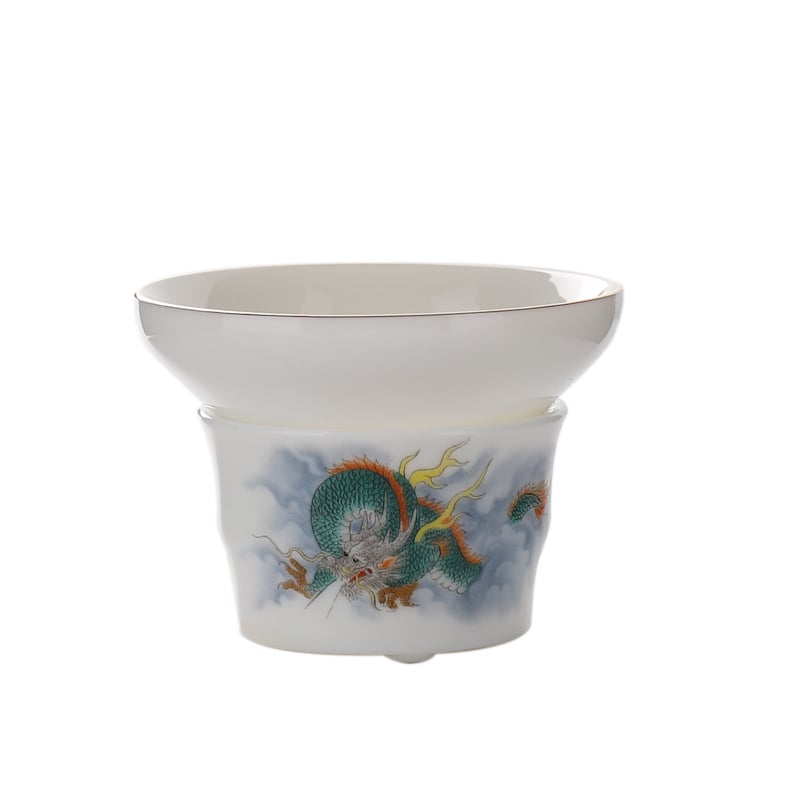 Set filtru ceai Dehua Cream Jade, ceramică pentru ceremonia ceaiului, filtru din fibră nețesută, pentru uz casnic