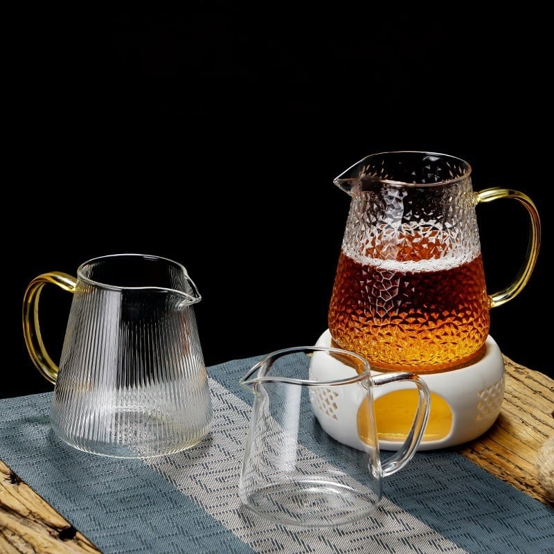 Ceașcă de servire a ceaiului din sticlă borosilicitat cu model ciocănit, pentru uz casnic, preparare uniformă a ceaiului negru