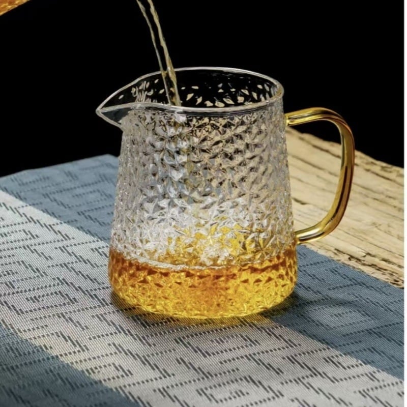 Ceașcă de servire a ceaiului din sticlă borosilicitat cu model ciocănit, pentru uz casnic, preparare uniformă a ceaiului negru