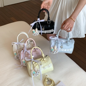 Geantă Boston în stil coreean, elegantă și de înaltă calitate, cu funda, pentru purtare în mână sau pe umăr/crossbody, pentru utilizare zilnică.