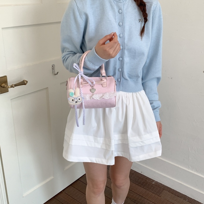 Geantă Boston în stil coreean, elegantă și de înaltă calitate, cu funda, pentru purtare în mână sau pe umăr/crossbody, pentru utilizare zilnică.
