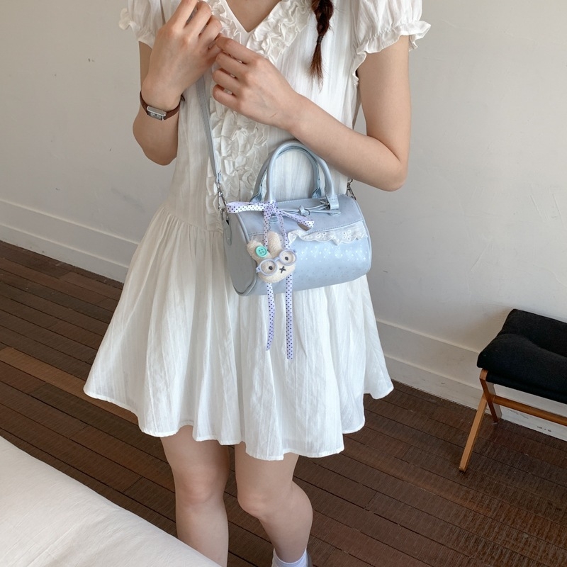 Geantă Boston în stil coreean, elegantă și de înaltă calitate, cu funda, pentru purtare în mână sau pe umăr/crossbody, pentru utilizare zilnică.