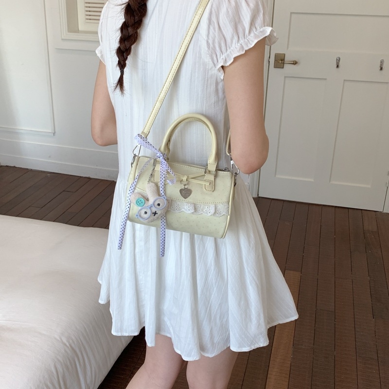 Geantă Boston în stil coreean, elegantă și de înaltă calitate, cu funda, pentru purtare în mână sau pe umăr/crossbody, pentru utilizare zilnică.