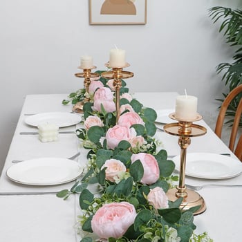 Viță artificială cu peony și eucalyptus pentru decorul sufrageriei și al nunții