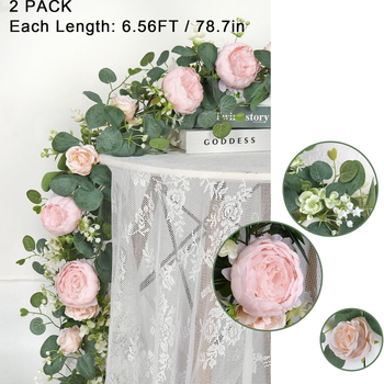 Viță artificială cu peony și eucalyptus pentru decorul sufrageriei și al nunții