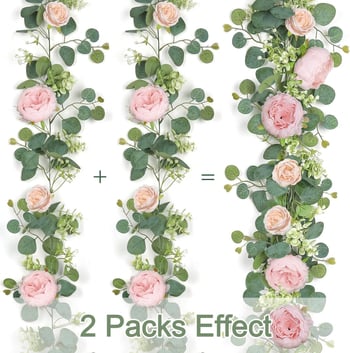 Viță artificială cu peony și eucalyptus pentru decorul sufrageriei și al nunții