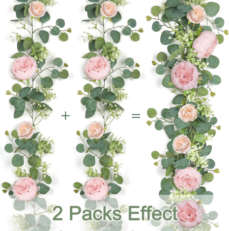 Viță artificială cu peony și eucalyptus pentru decorul sufrageriei și al nunții