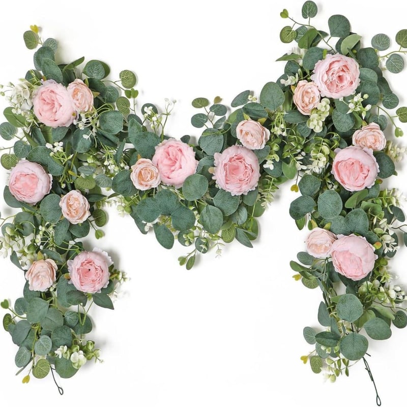 Viță artificială cu peony și eucalyptus pentru decorul sufrageriei și al nunții