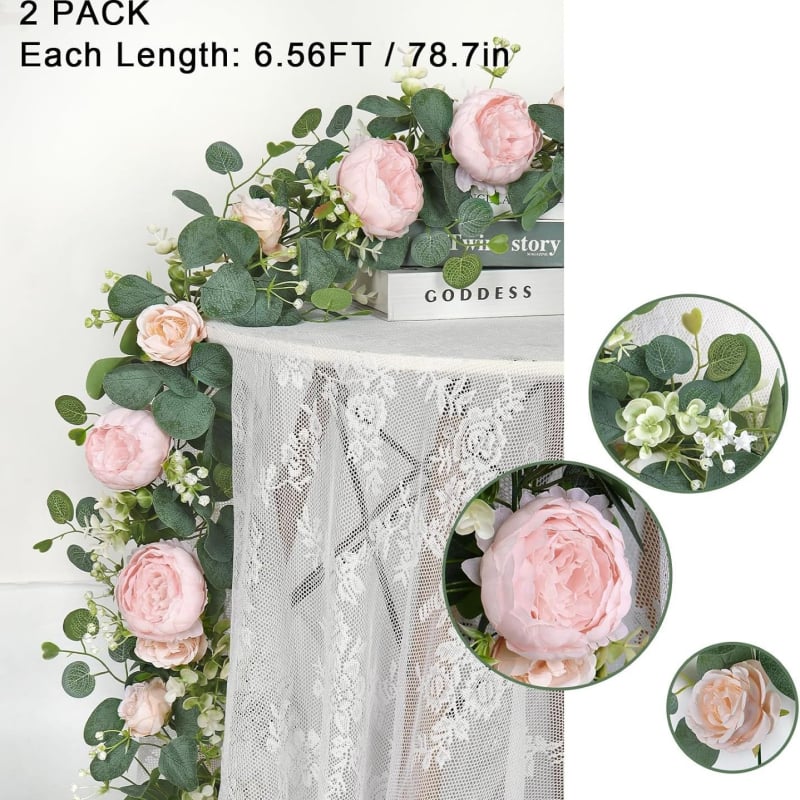 Viță artificială cu peony și eucalyptus pentru decorul sufrageriei și al nunții