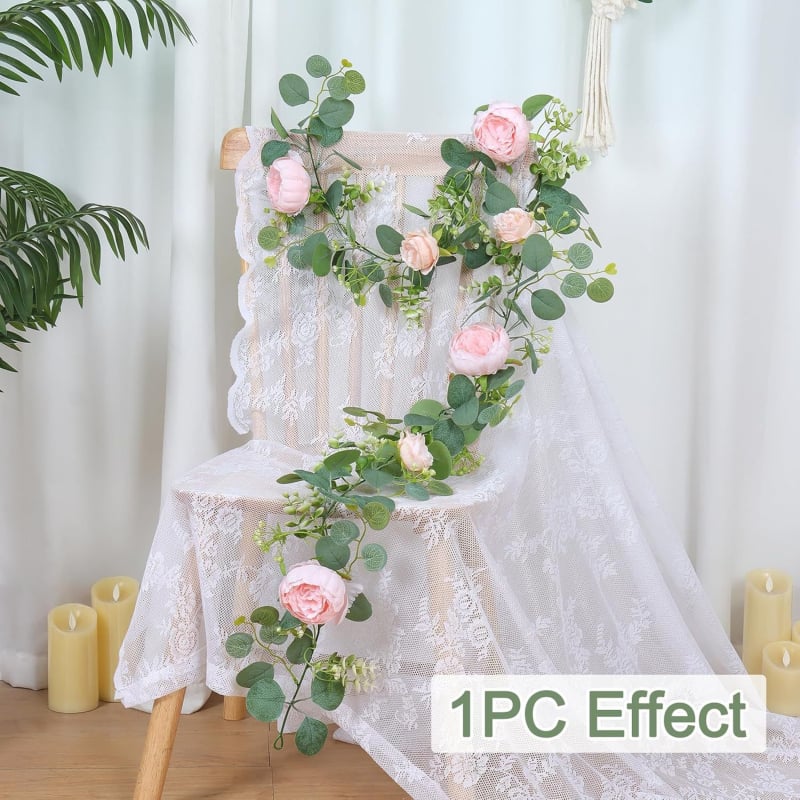 Viță artificială cu peony și eucalyptus pentru decorul sufrageriei și al nunții